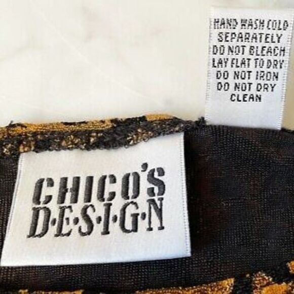 Chico's Leopard Print Metallic Gold Round Neck Sleeveless Tank Top - Women's 1/M - Picture 7 of 7